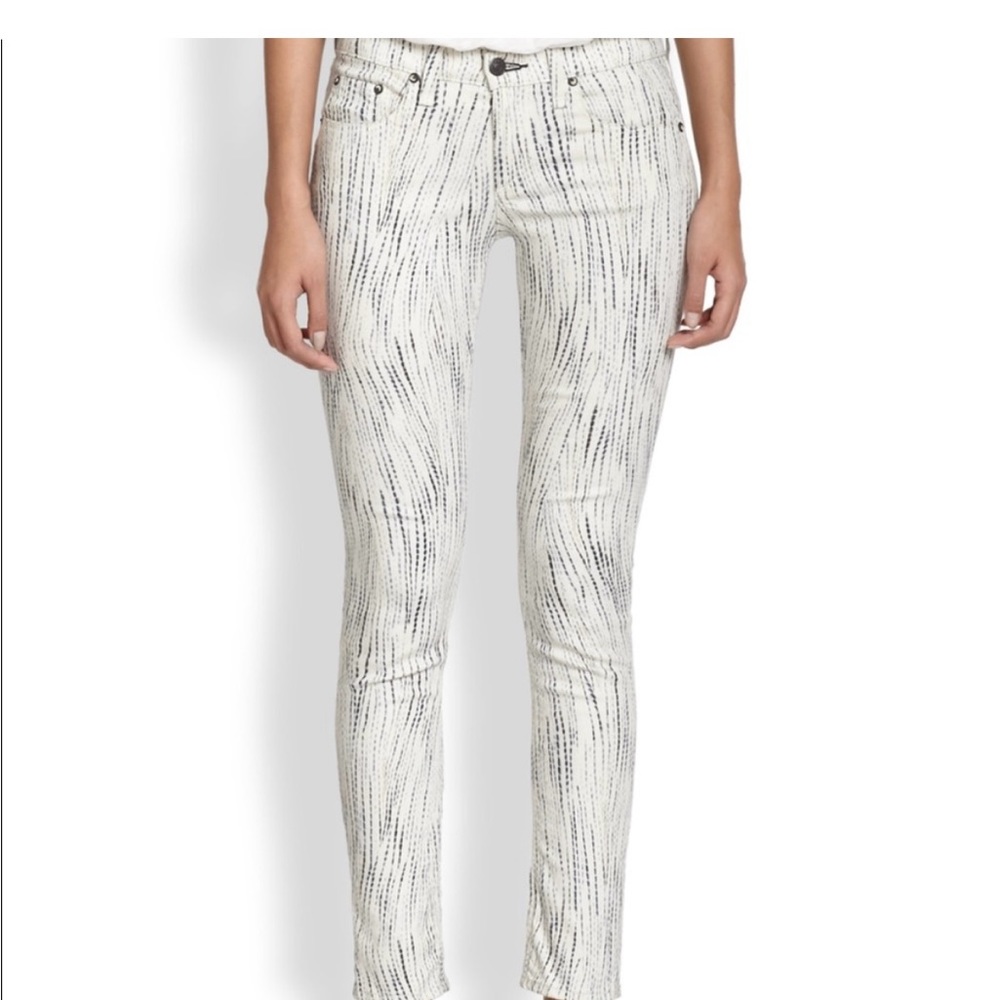 rag & bone skinny jeans canvas/ black printed pattern.